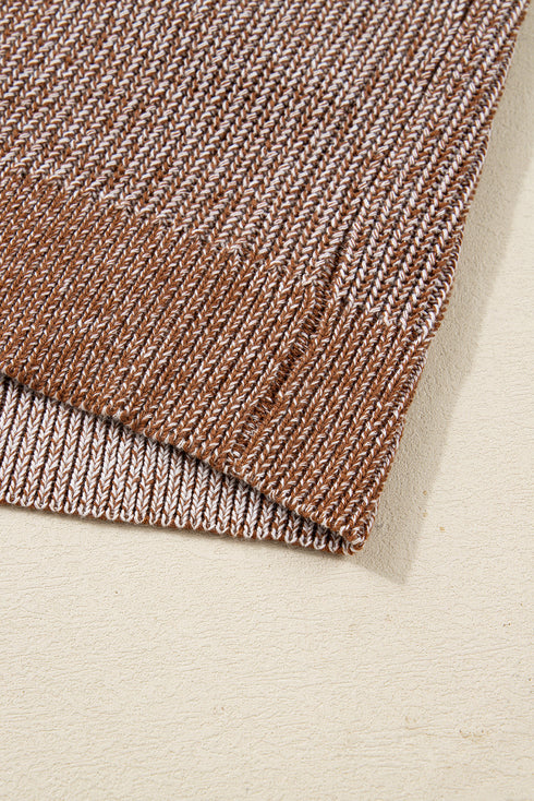 Open Knit Patch Pocket Ribbed Trim Longline Cardigan